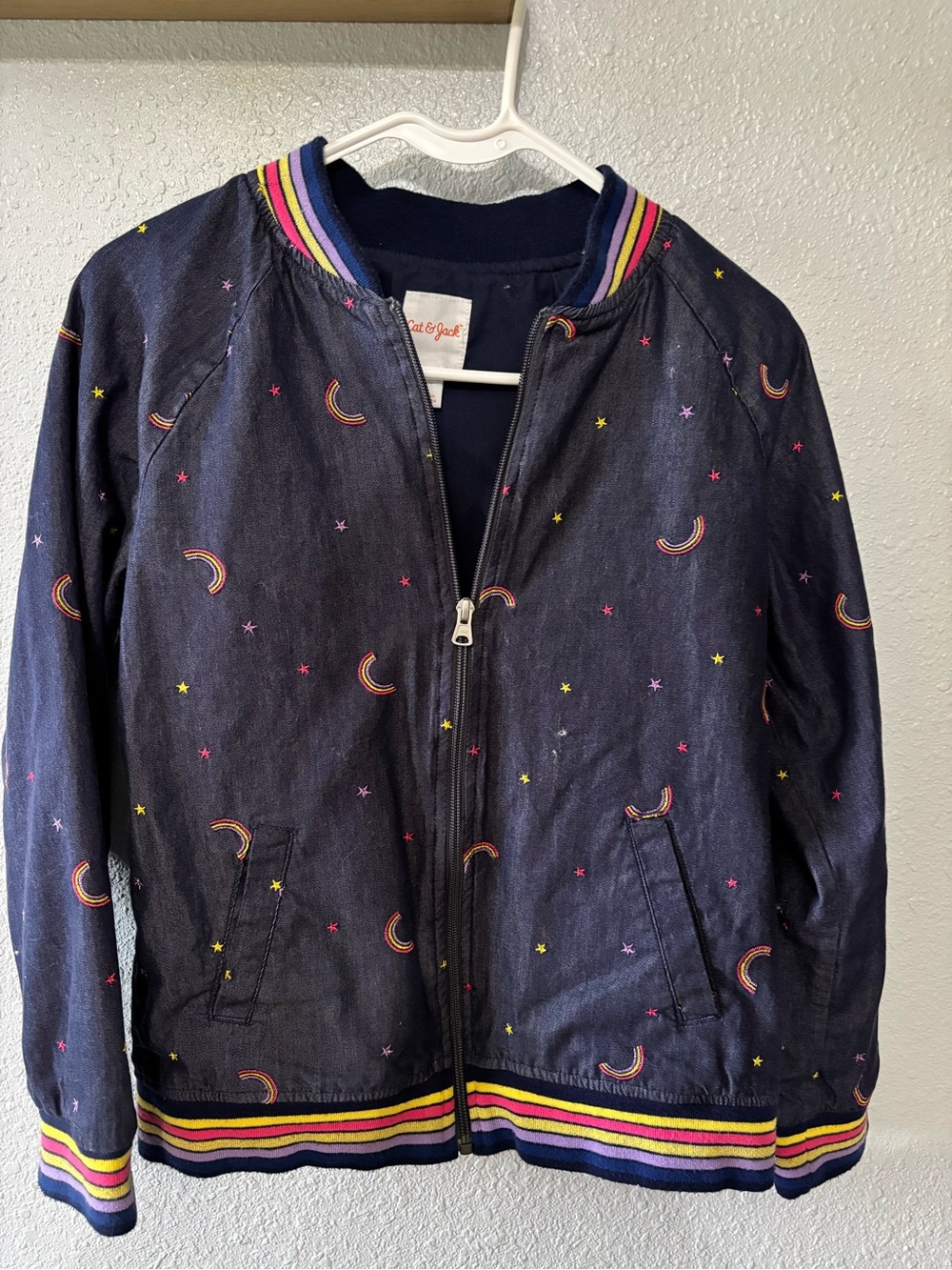 Girls Dark Blue Rainbow Moon Bomber Jacket - Cat & Jack 14/16